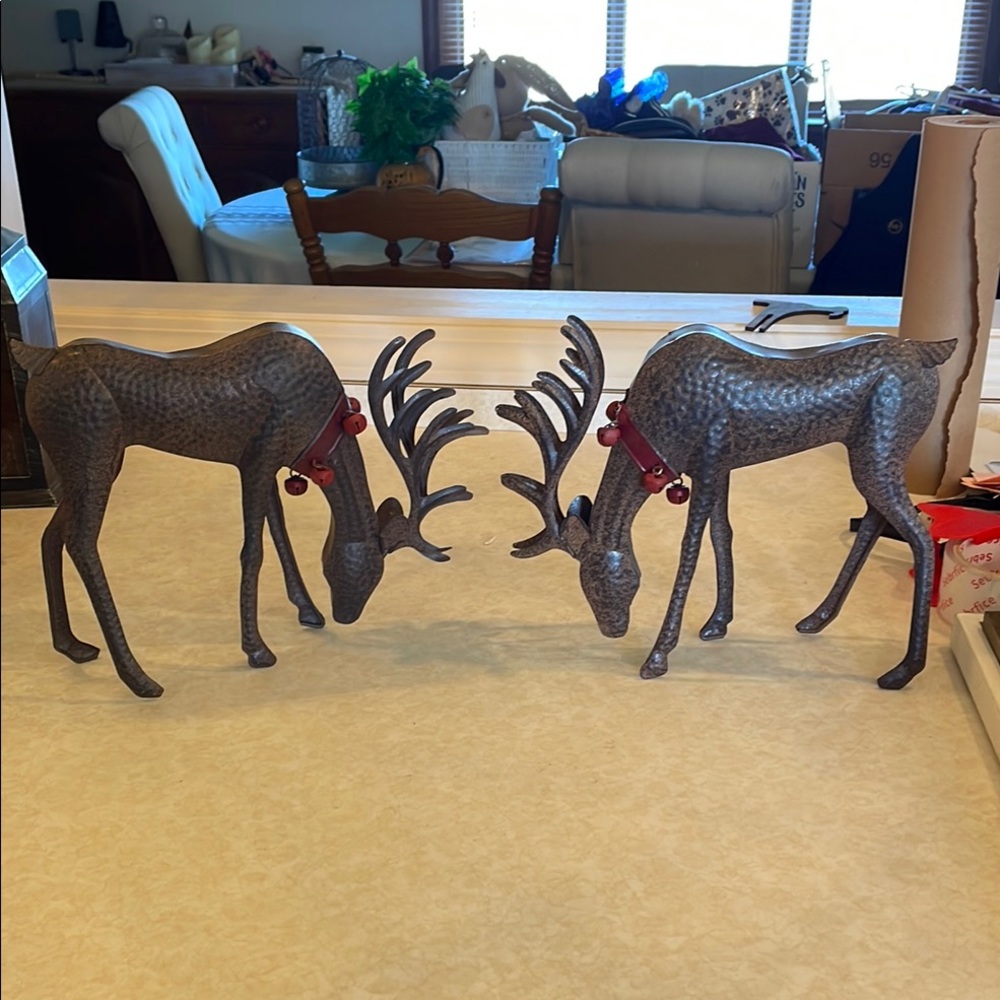 Elegant Brown Reindeer Holiday DecorSet of 2